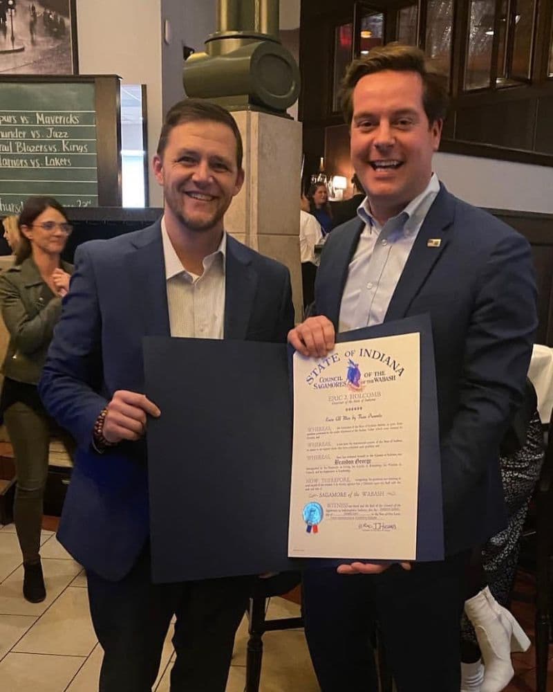 Brandon George presented with the Sagamore of the Wabash award